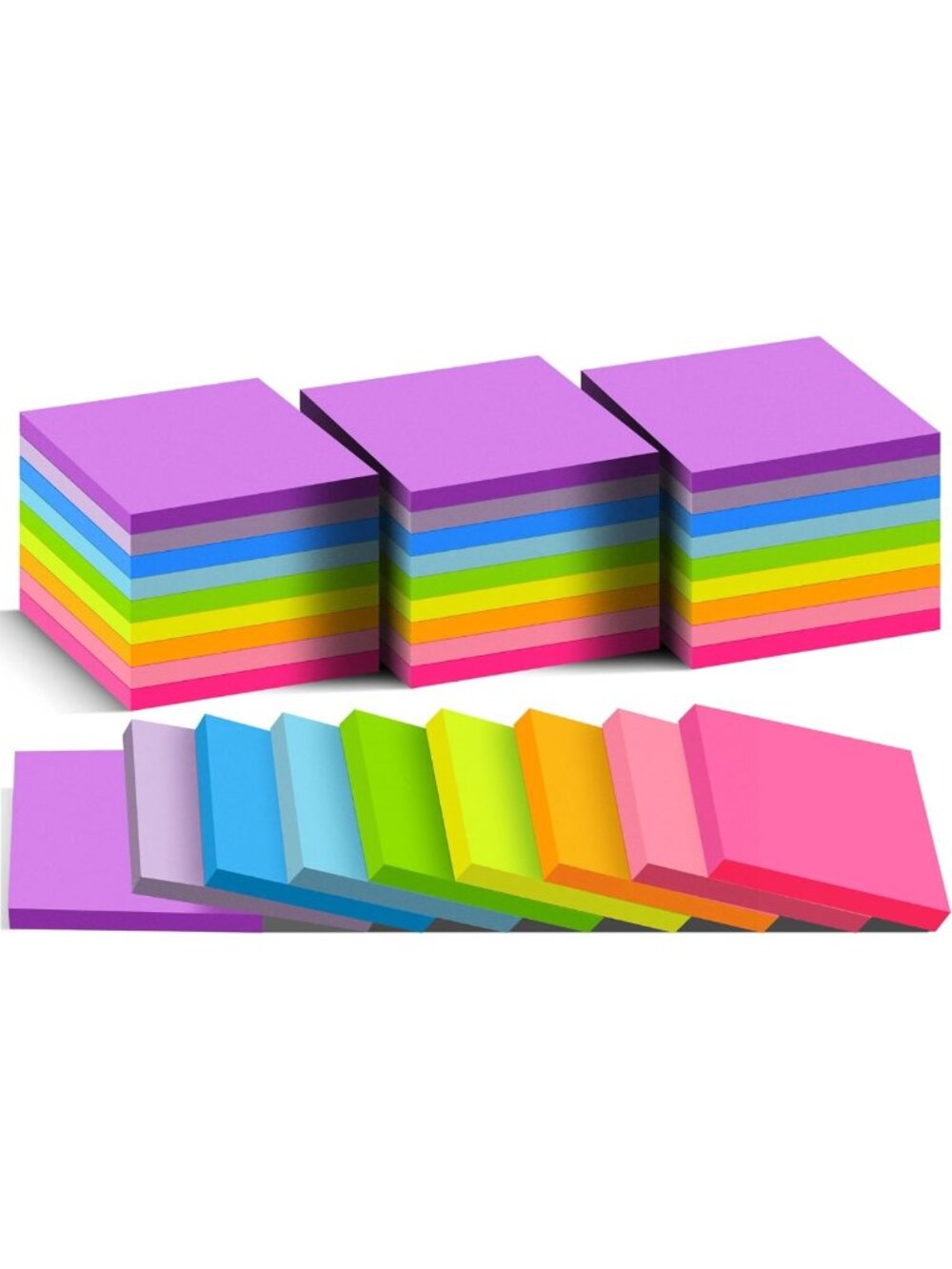 Bright 3x3 Sticky Notes (36 Pads) - Self-Stick, Assorted Colors for Organization